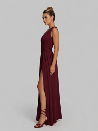 Sukienka maxi ANDREA WINE z wiskozy, czerwony