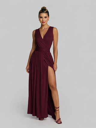 Sukienka maxi ANDREA WINE z wiskozy, czerwony