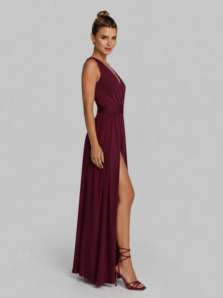 Sukienka maxi ANDREA WINE z wiskozy, czerwony